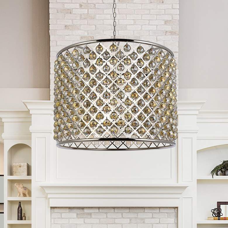 Image 1 Madison 12 Lt Polished Nickel Chandelier Golden Teak