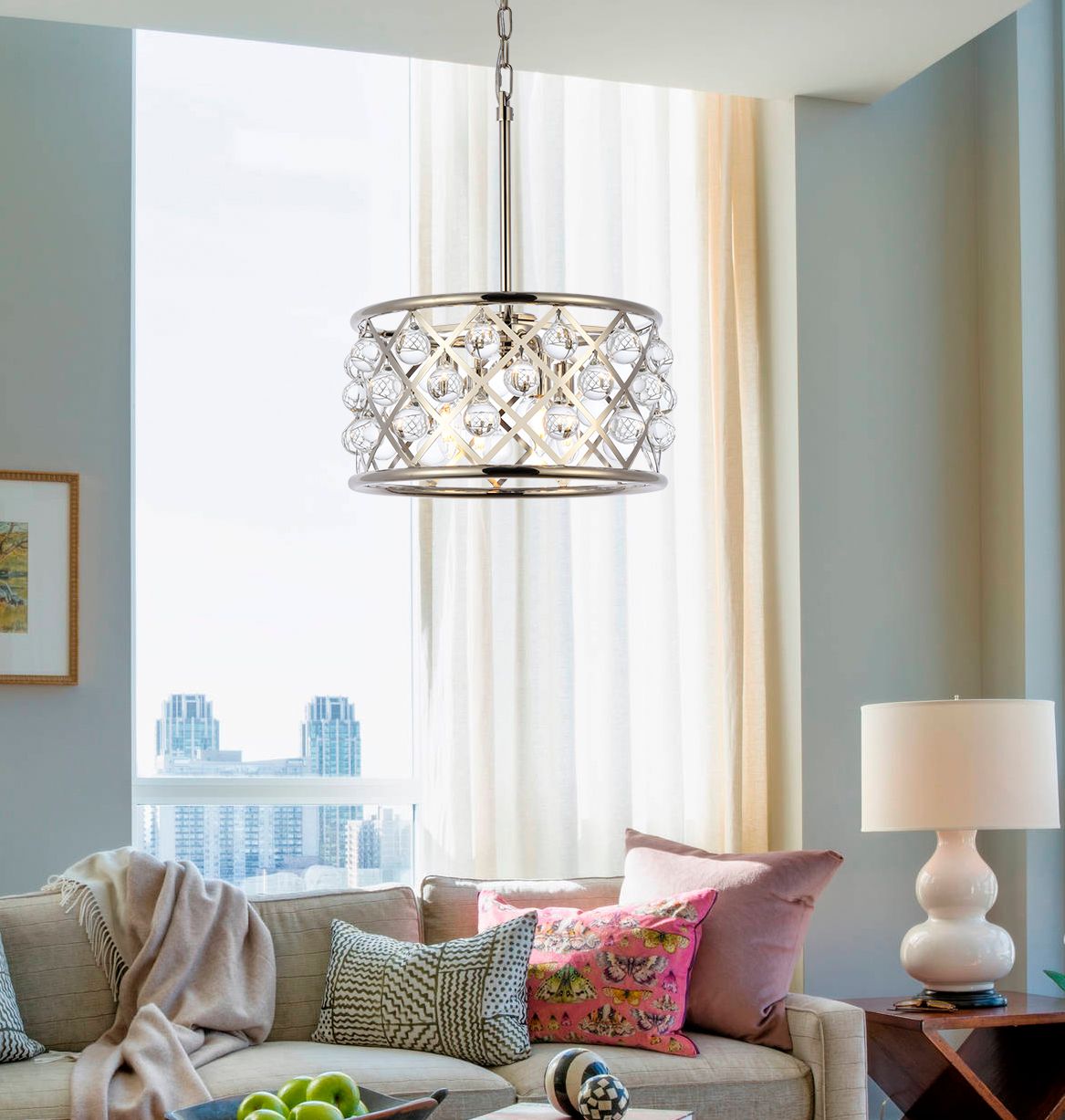 Image 3 Madison 16" Wide Polished Nickel Drum Pendant Light more views