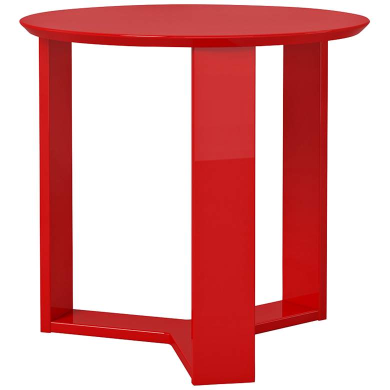 Image 1 Madison 2.0 Red Gloss Wood Round Accent End Table