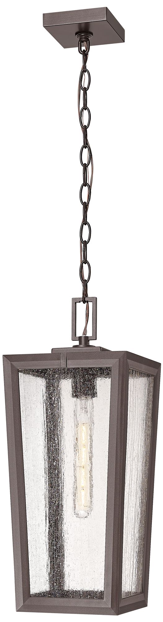 Madison 20" Bronze Coastal Outdoor Pendant With Seeded Glass