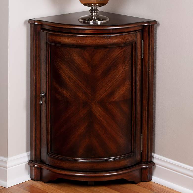 Image 1 Madison 20" Wide Cherry Finish Corner Cabinet Table