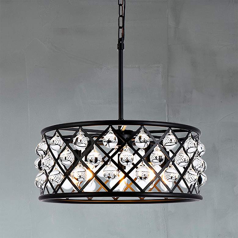 Image 2 Madison 20" Wide Matte Black and Clear Crystal Pendant Light