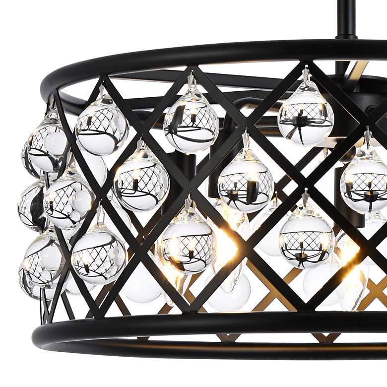 Image 4 Madison 20" Wide Matte Black and Clear Crystal Pendant Light more views