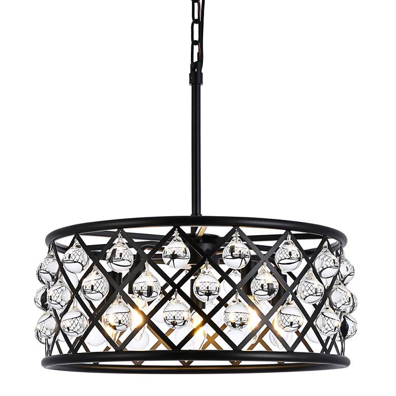 Image 5 Madison 20" Wide Matte Black and Clear Crystal Pendant Light more views