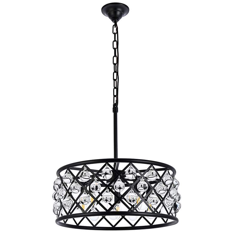 Image 6 Madison 20" Wide Matte Black and Clear Crystal Pendant Light more views