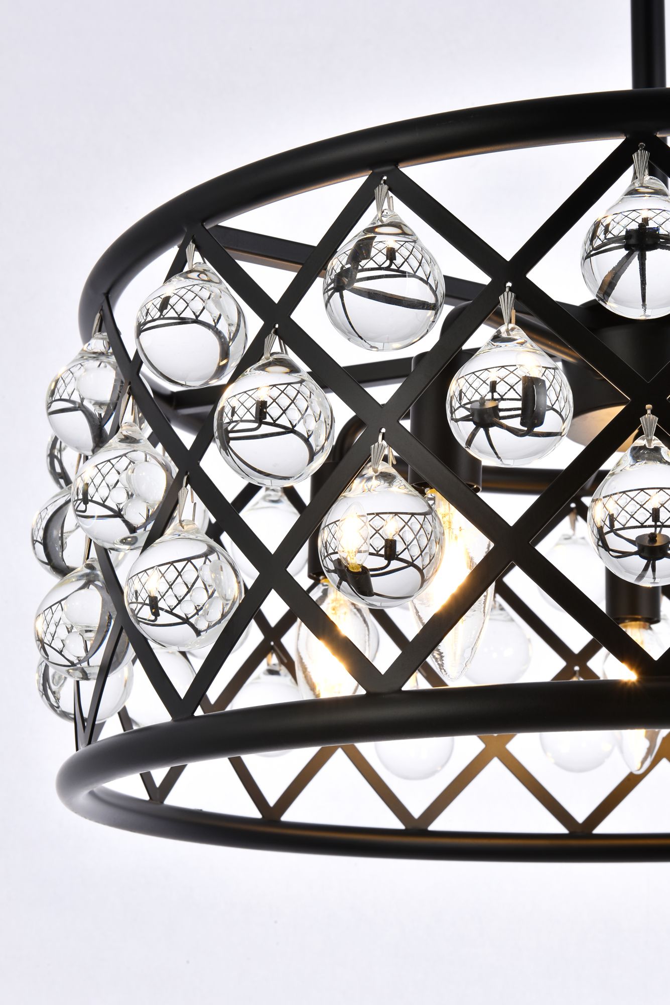 Madison 20" Wide Matte Black and Clear Crystal Pendant Light in scene