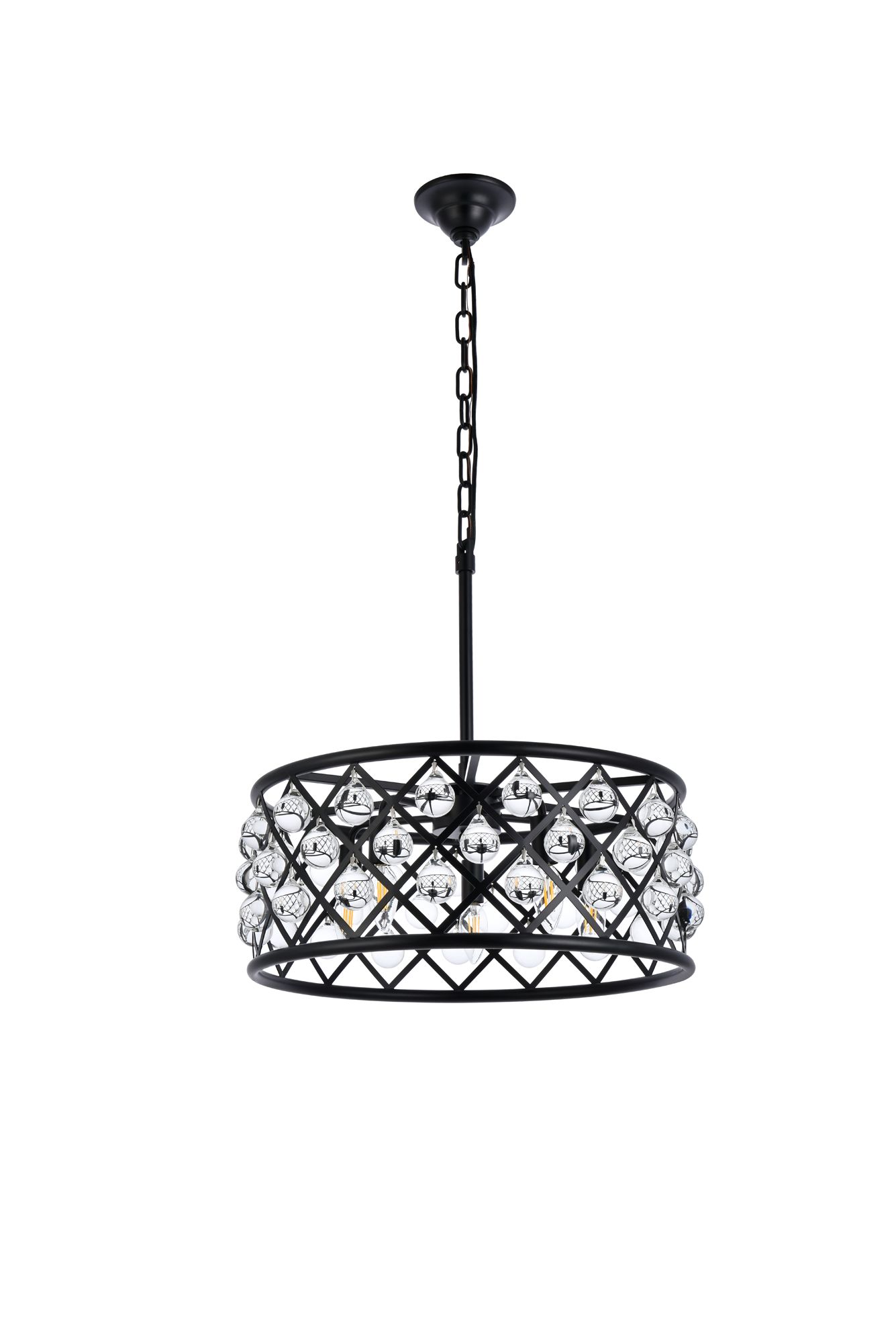 Madison 20" Wide Matte Black and Clear Crystal Pendant Light in scene
