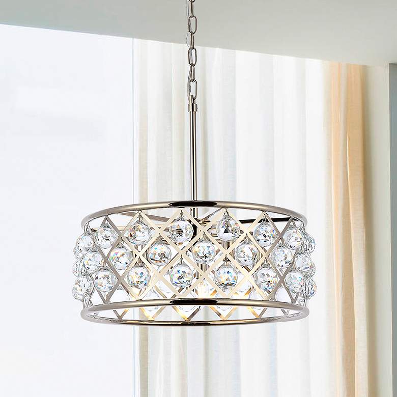 Image 1 Madison 20"W Polished Nickel and Clear Crystal Pendant Light