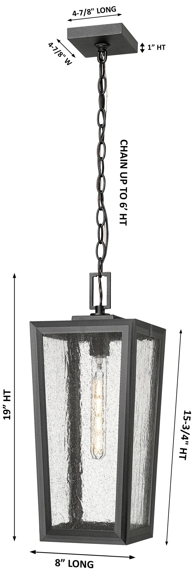 Image 3 Madison 20" Matte Black Coastal Outdoor Pendant With Seeded Glass more views