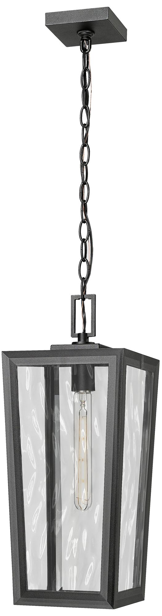 Madison 20" Matte Black Coastal Outdoor Pendant With Water Glass