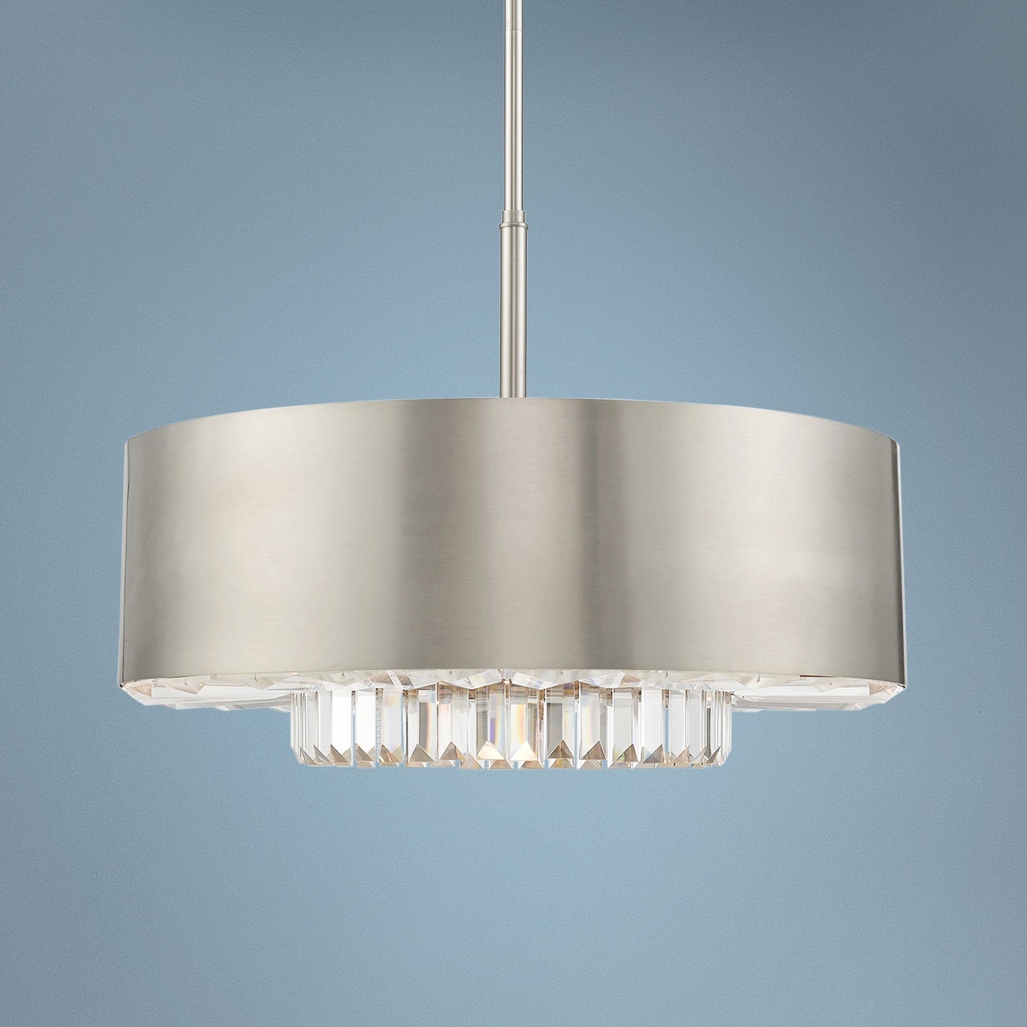 polished nickel drum chandelier