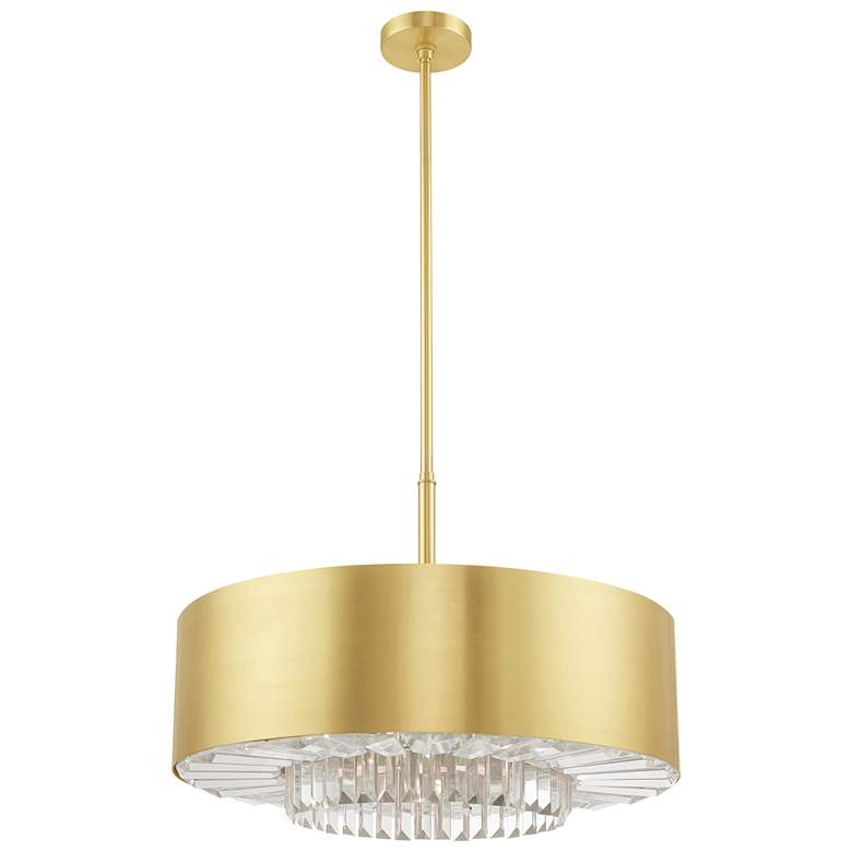 Image 3 Madison 24 inch Wide Satin Brass Drum Pendant Light more views