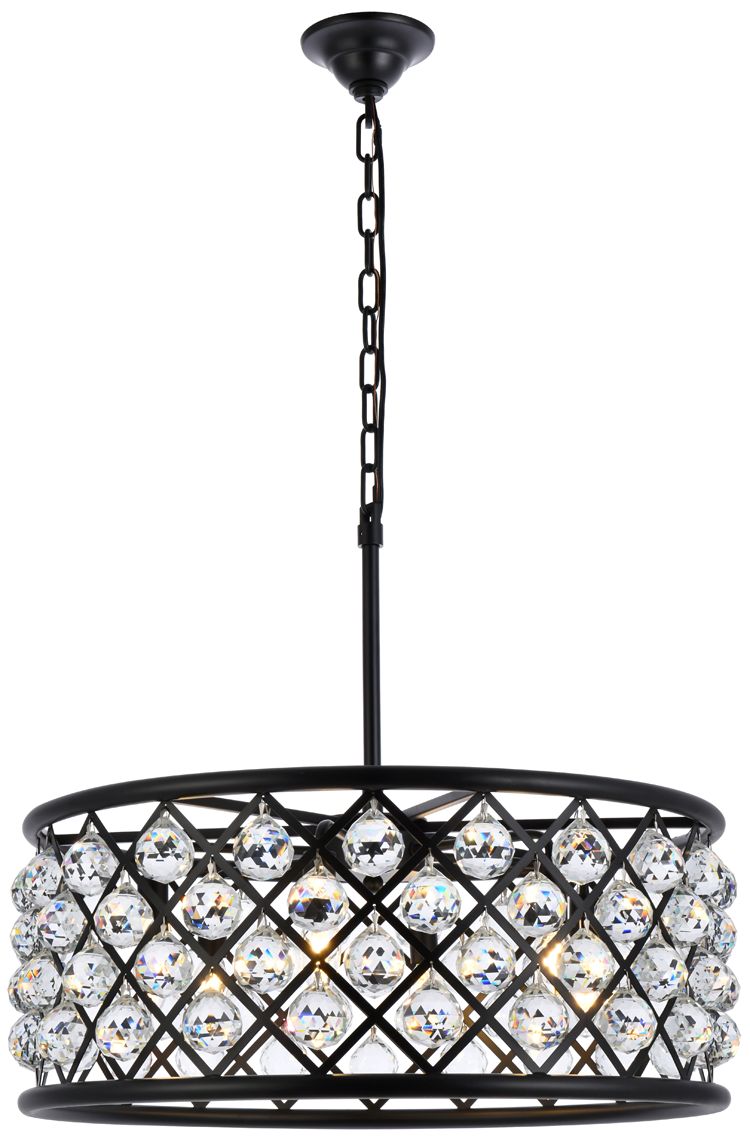 Madison 25" Wide Matte Black and Crystal 6-Light Chandelier