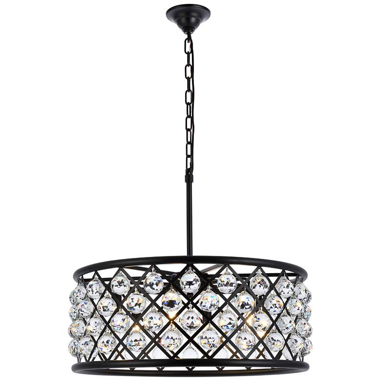 Image 2 Madison 25" Wide Matte Black and Crystal 6-Light Chandelier