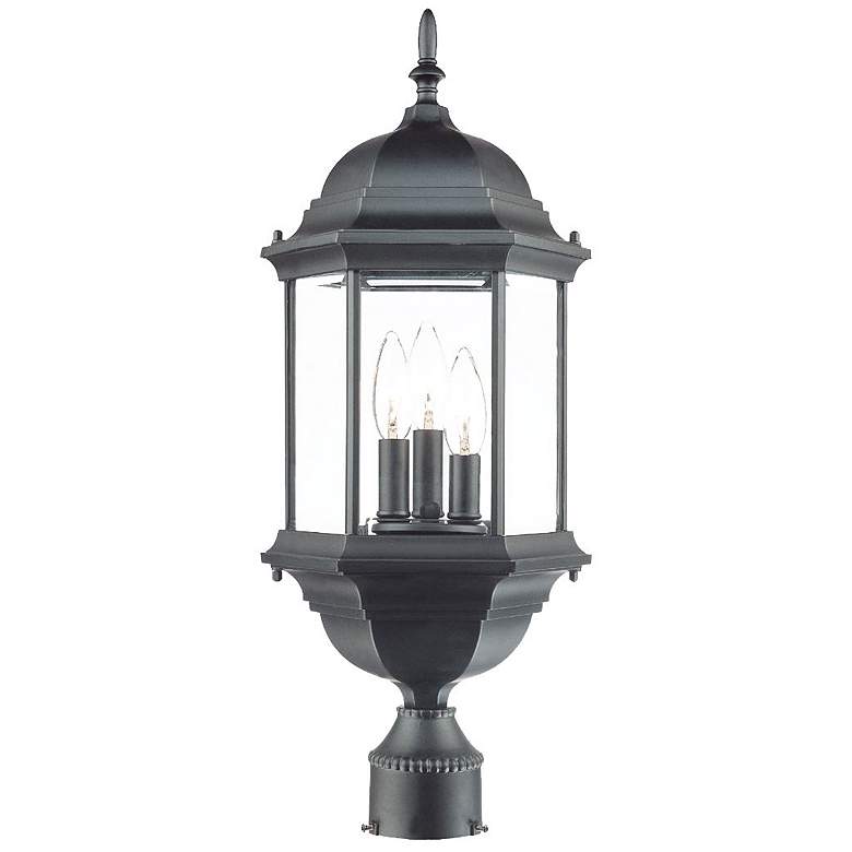 Image 1 Madison 3-Light Matte Black Post Mount Light