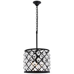 Madison 3 Lt Matte Black Pendant Clear