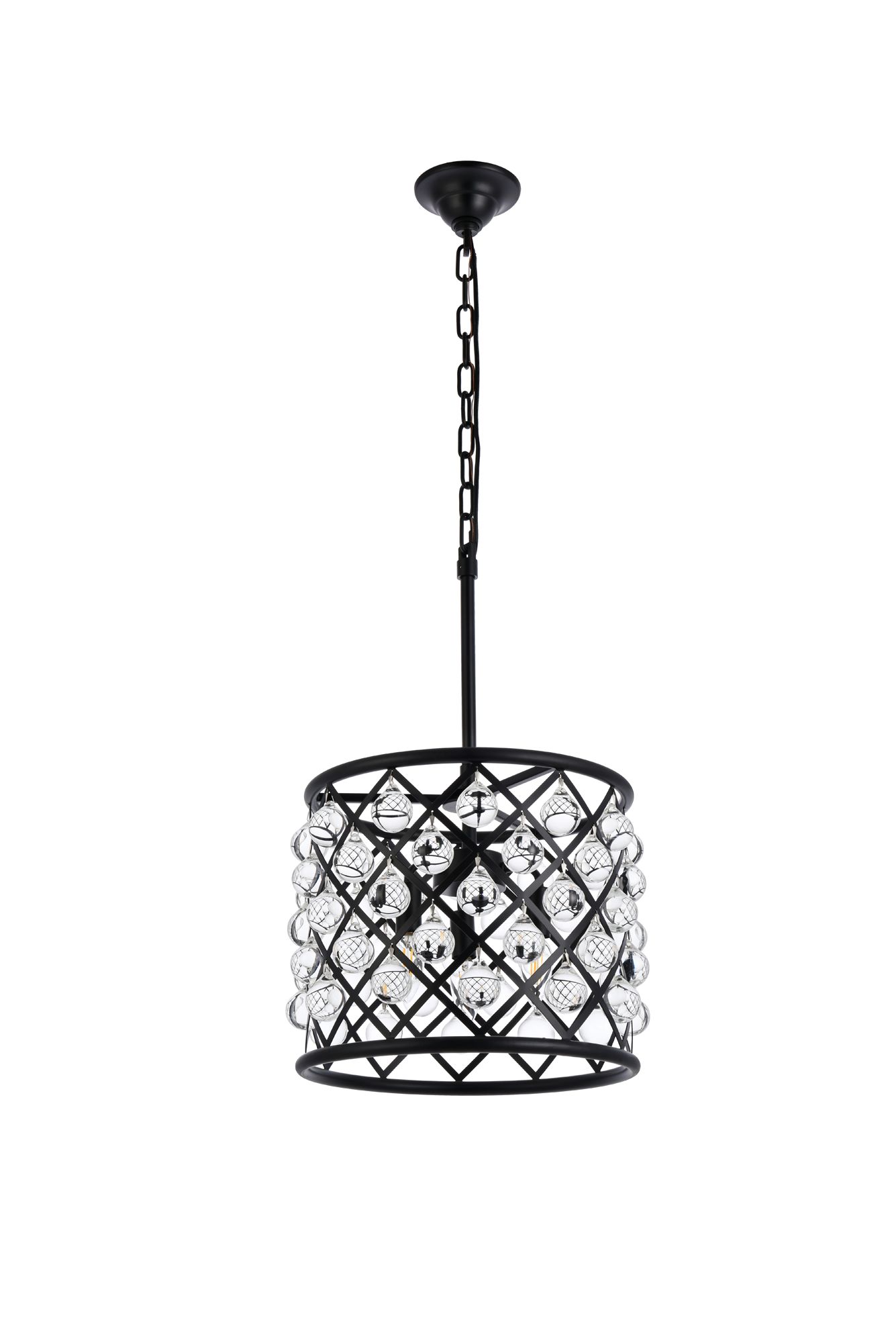 Madison 3 Lt Matte Black Pendant Clear