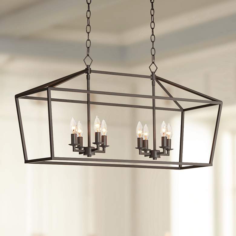 Image 1 Madison 36" Wide Bronze 8-Light Kitchen Island Light Pendant