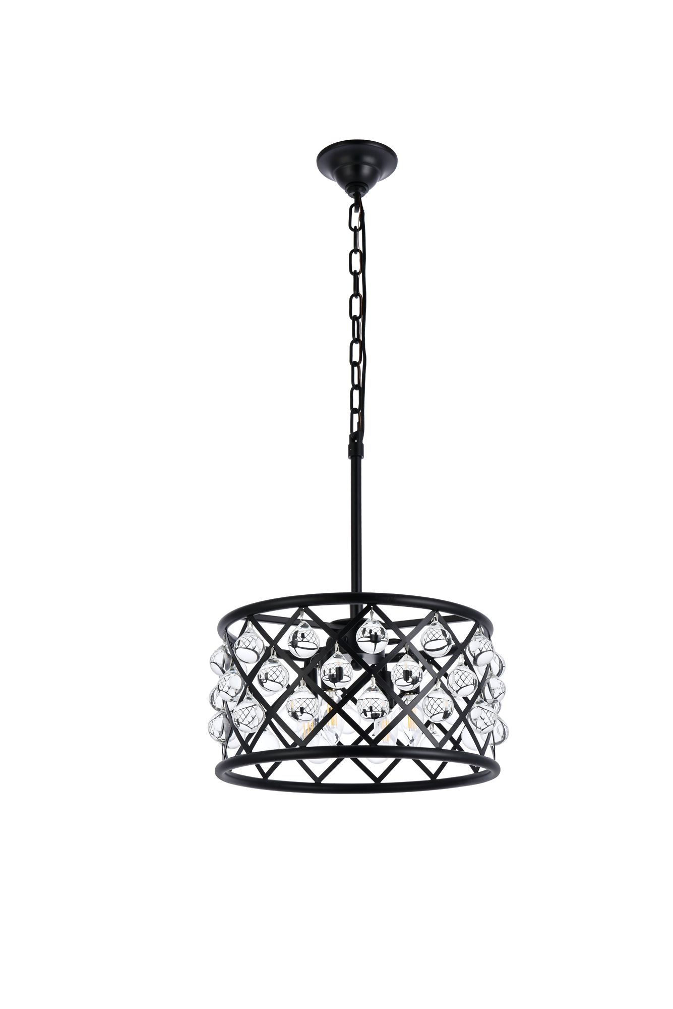 Madison 4 Lt Matte Black Pendant Clear