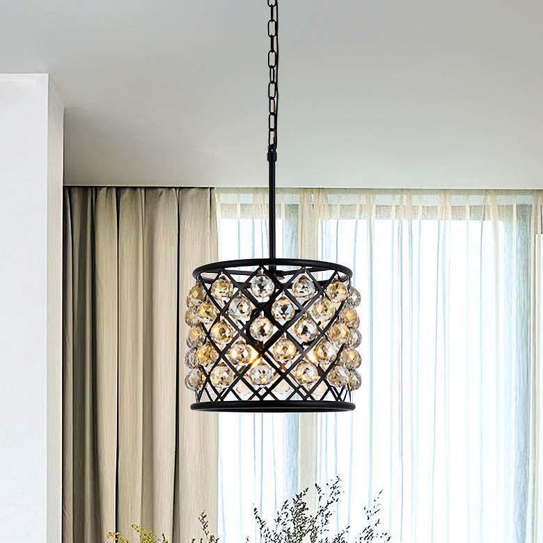 Image 1 Madison 4 Lt Matte Black Pendant Golden Teak