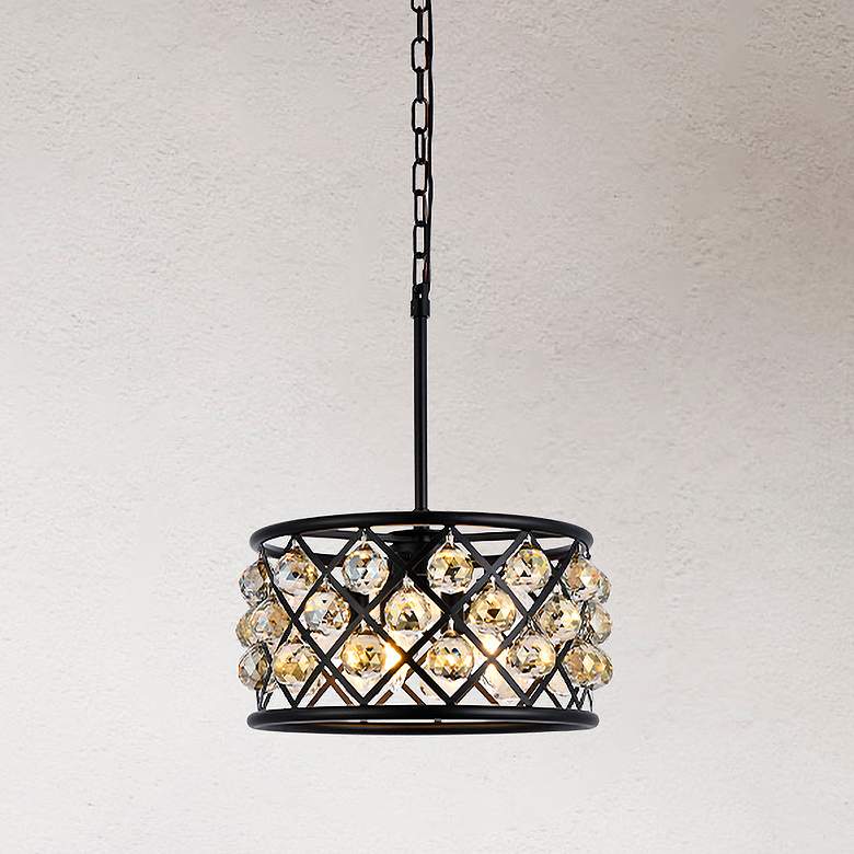 Image 1 Madison 4 Lt Matte Black Pendant Golden Teak