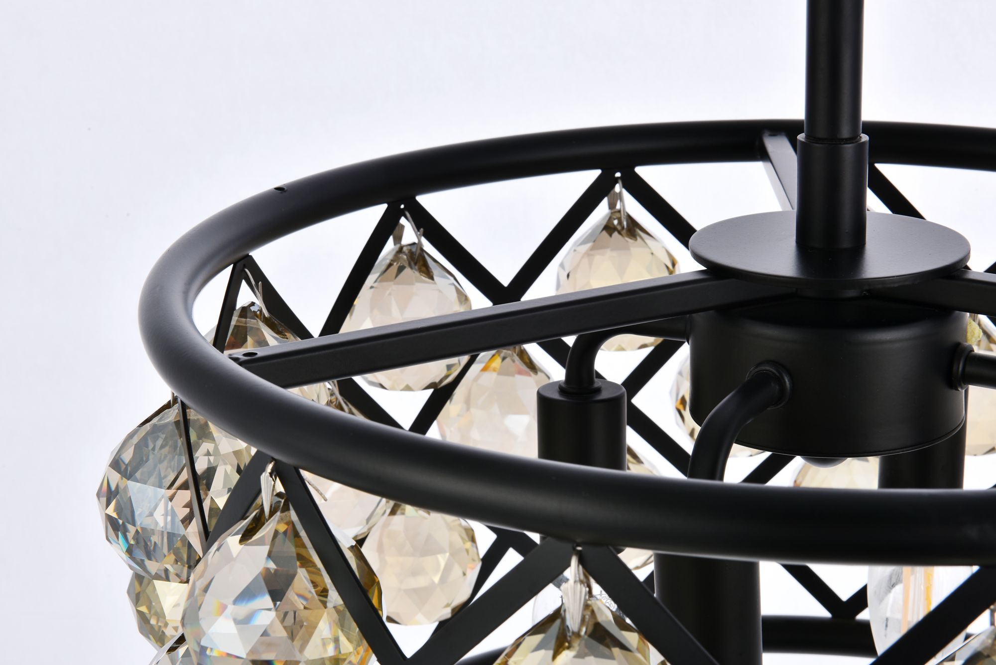 Madison 4 Lt Matte Black Pendant Golden Teak