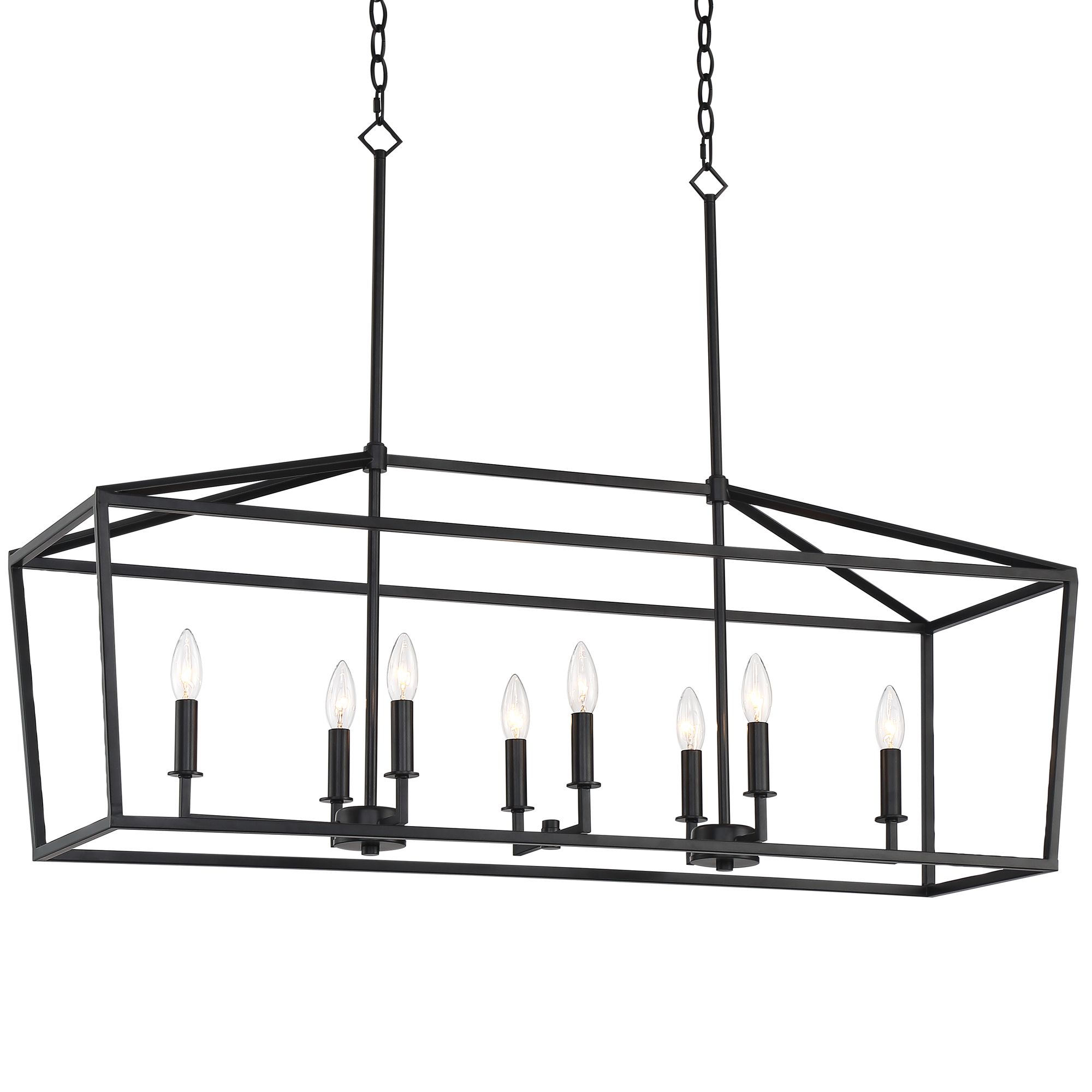 Madison 42" Wide Semi Gloss Black 8-Light Island Pendant