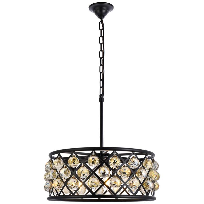 Image 1 Madison 5 Lt Matte Black Chandelier Golden Teak