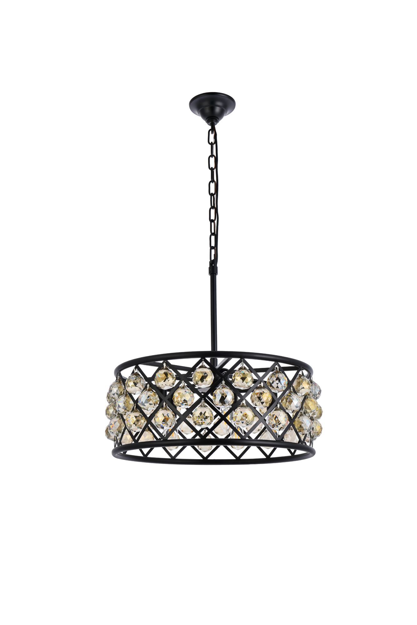 Madison 5 Lt Matte Black Chandelier Golden Teak