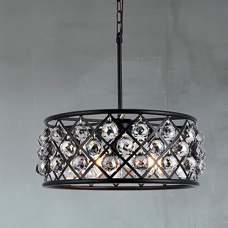 Image 1 Madison 5 Lt Matte Black Chandelier Silver Shade (Grey)