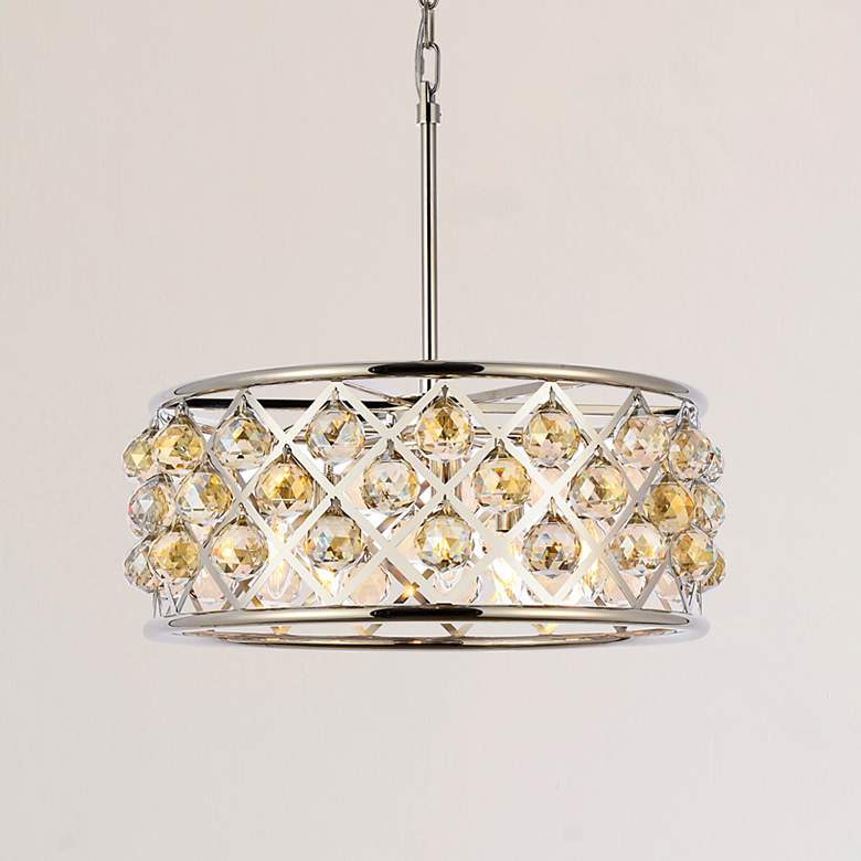 Image 1 Madison 5 Lt Polished Nickel Chandelier Golden Teak