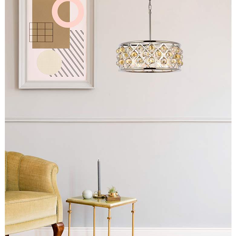 Image 3 Madison 5 Lt Polished Nickel Chandelier Golden Teak more views