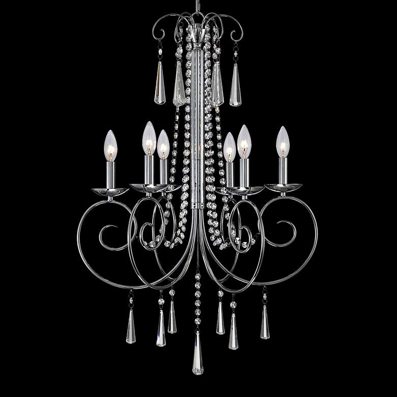 Image 1 Madison 6-Light 22 1/4 inch Wide Chrome Crystal Chandelier