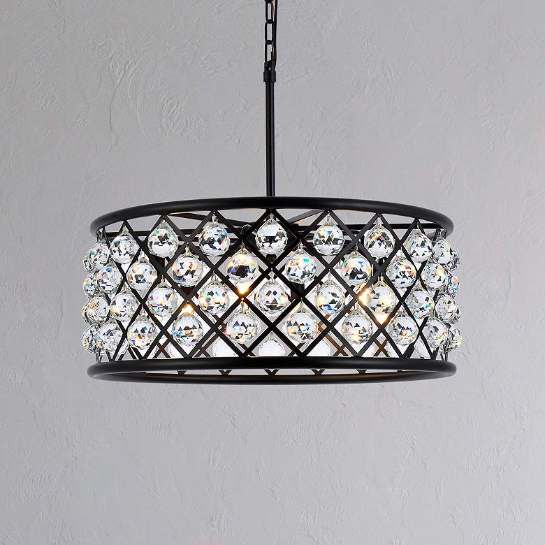 Image 1 Madison 6 Lt Matte Black Chandelier Clear
