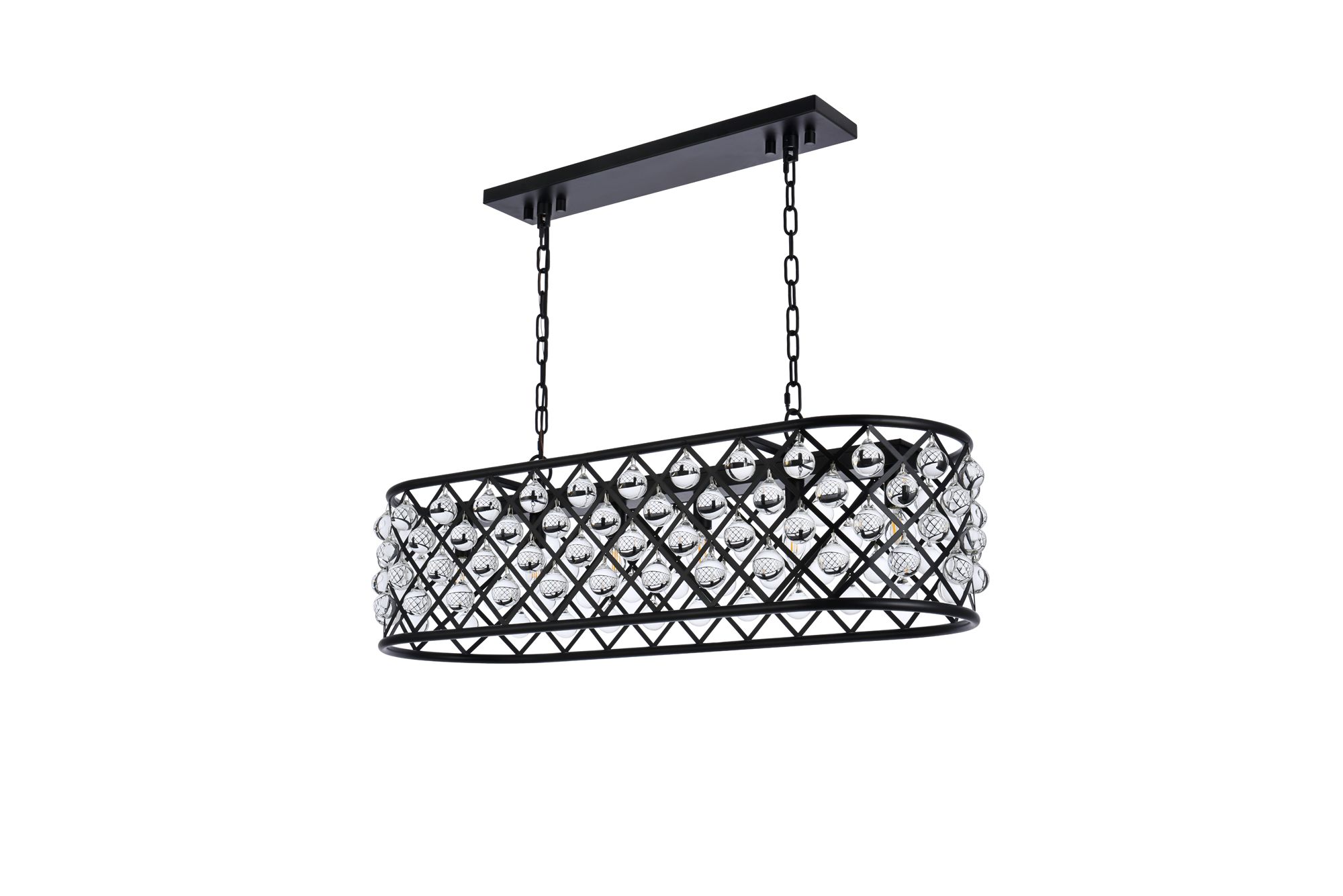 Madison 6 Lt Matte Black Chandelier Clear