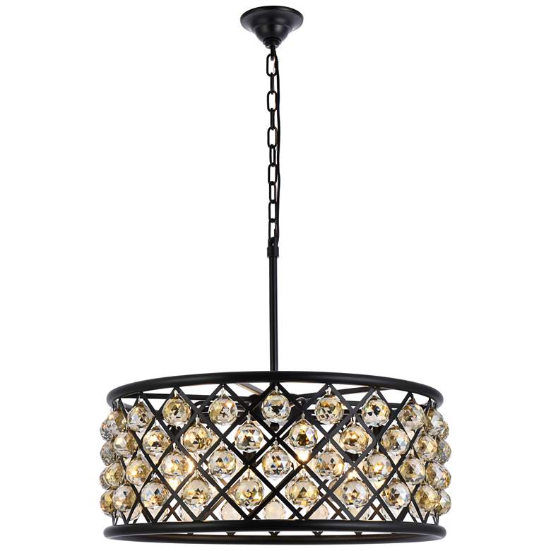 Image 1 Madison 6 Lt Matte Black Chandelier Golden Teak