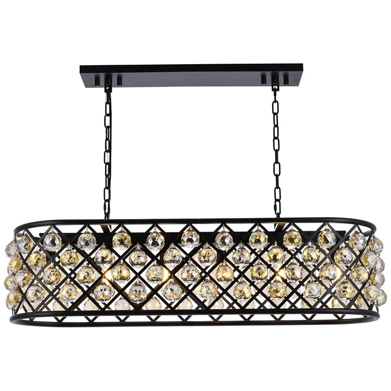 Image 1 Madison 6 Lt Matte Black Chandelier Golden Teak
