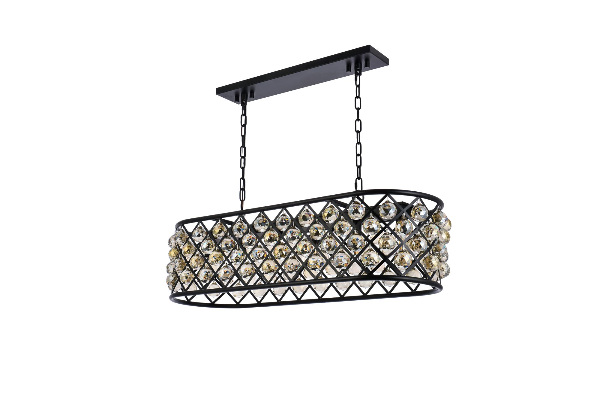 Madison 6 Lt Matte Black Chandelier Golden Teak