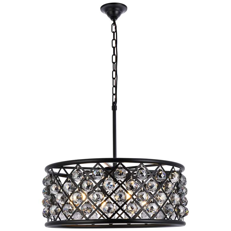 Image 1 Madison 6 Lt Matte Black Chandelier Silver Shade (Grey)