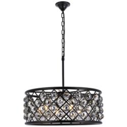 Madison 6 Lt Matte Black Chandelier Silver Shade (Grey)