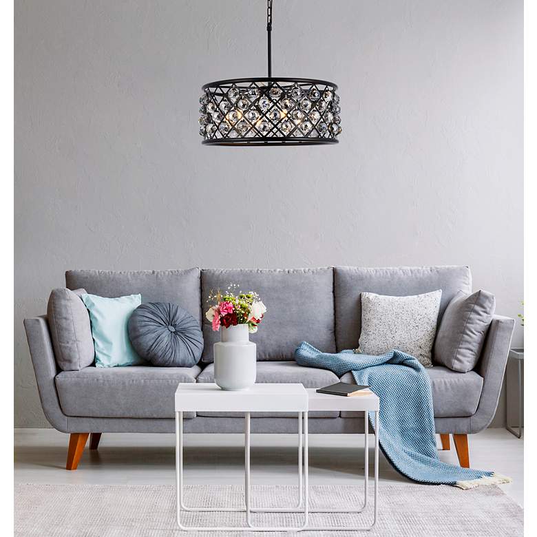 Image 3 Madison 6 Lt Matte Black Chandelier Silver Shade (Grey) more views