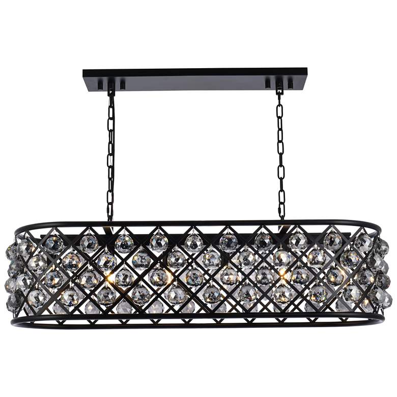 Image 2 Madison 6 Lt Matte Black Chandelier Silver Shade (Grey)