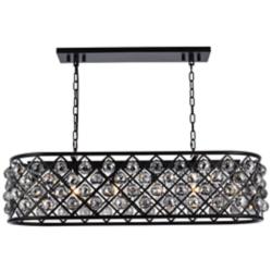 Madison 6 Lt Matte Black Chandelier Silver Shade (Grey)