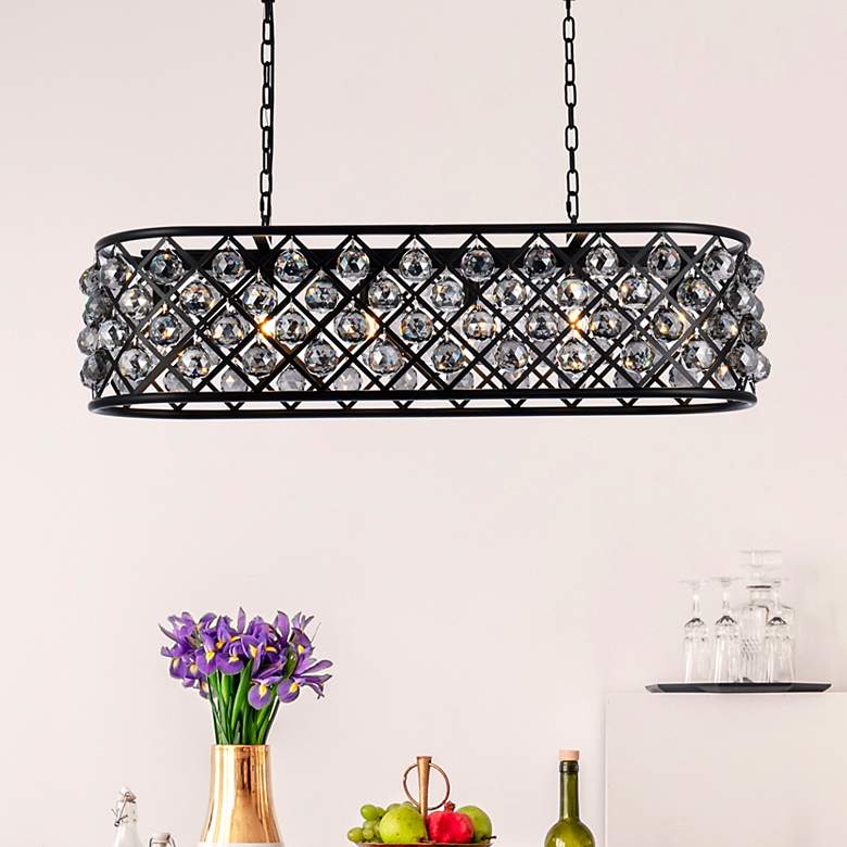Image 1 Madison 6 Lt Matte Black Chandelier Silver Shade (Grey)