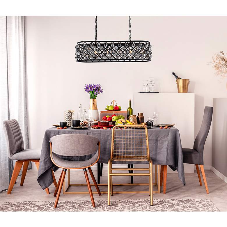 Image 3 Madison 6 Lt Matte Black Chandelier Silver Shade (Grey) more views