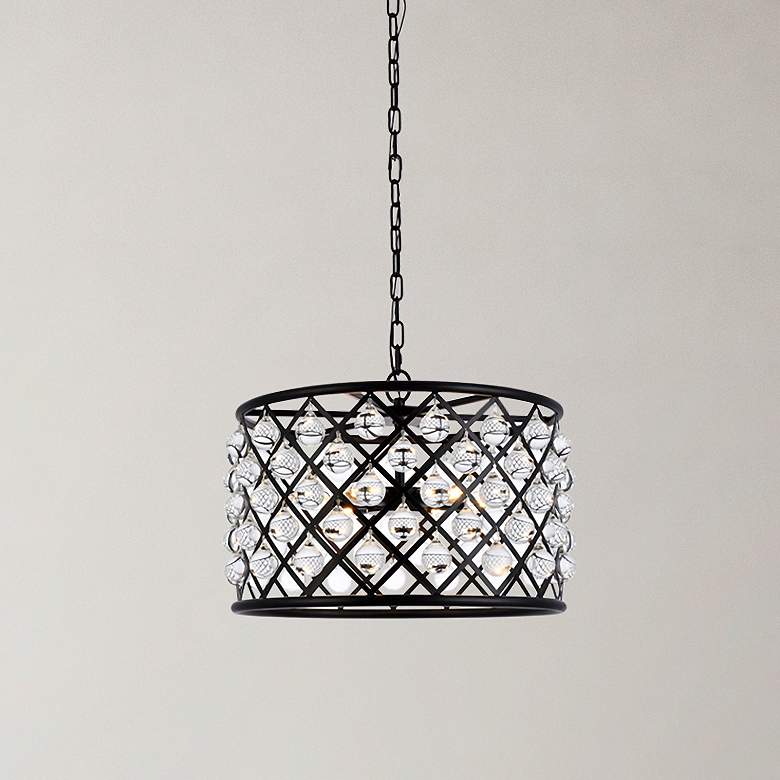 Image 1 Madison 6 Lt Matte Black Pendant Clear