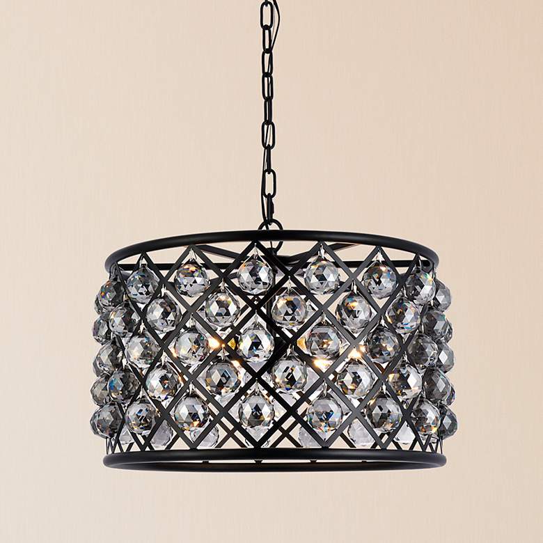 Image 1 Madison 6 Lt Matte Black Pendant Silver Shade (Grey)