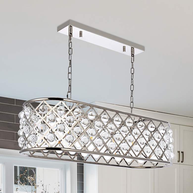 Image 1 Madison 6 Lt Polished Nickel Chandelier Clear