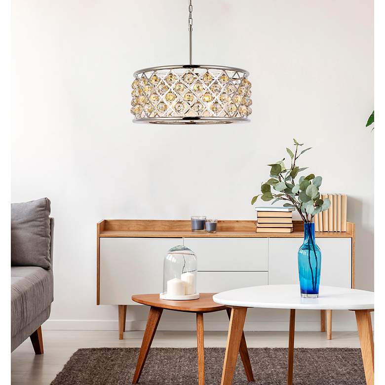 Image 3 Madison 6 Lt Polished Nickel Chandelier Golden Teak more views