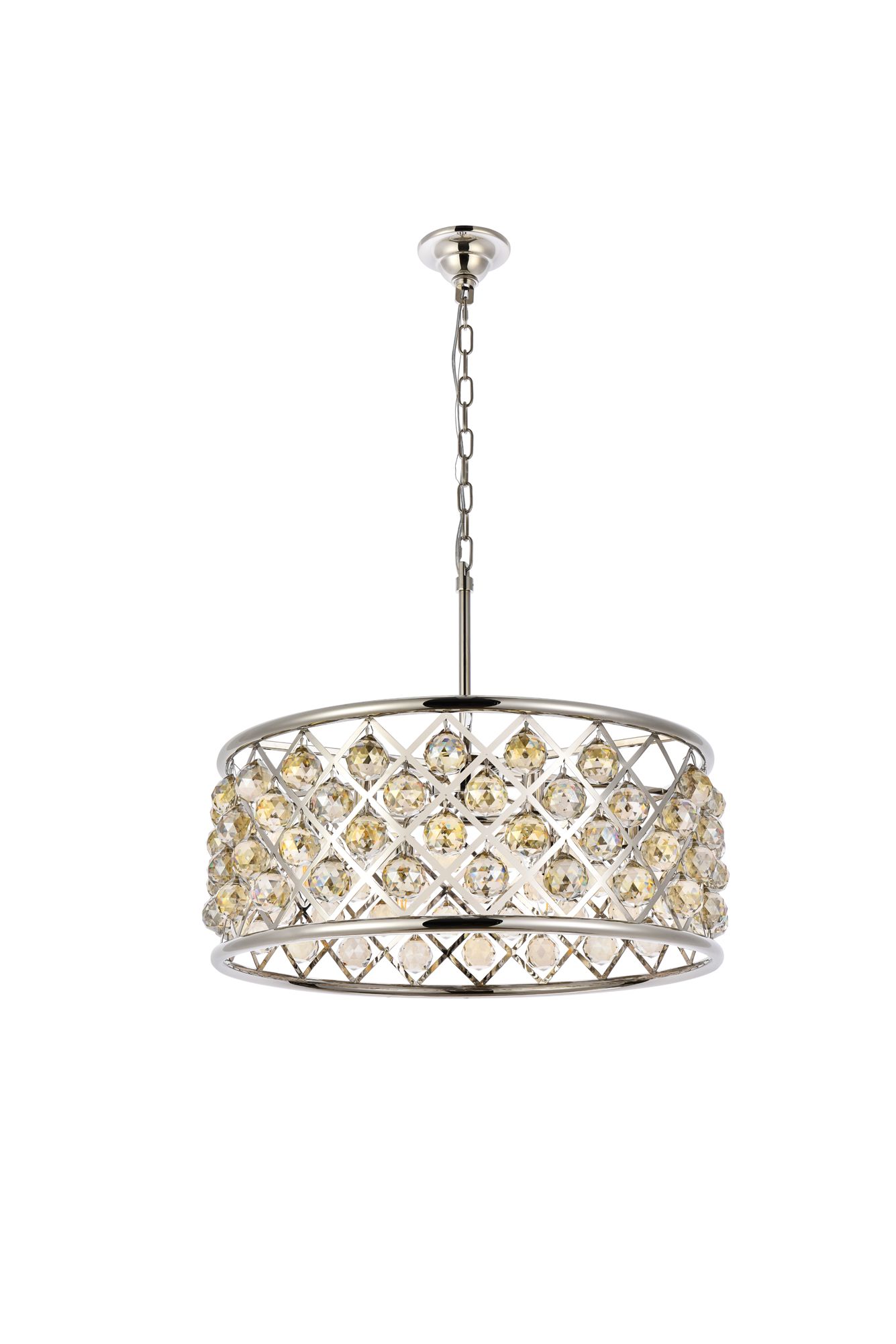 Madison 6 Lt Polished Nickel Chandelier Golden Teak